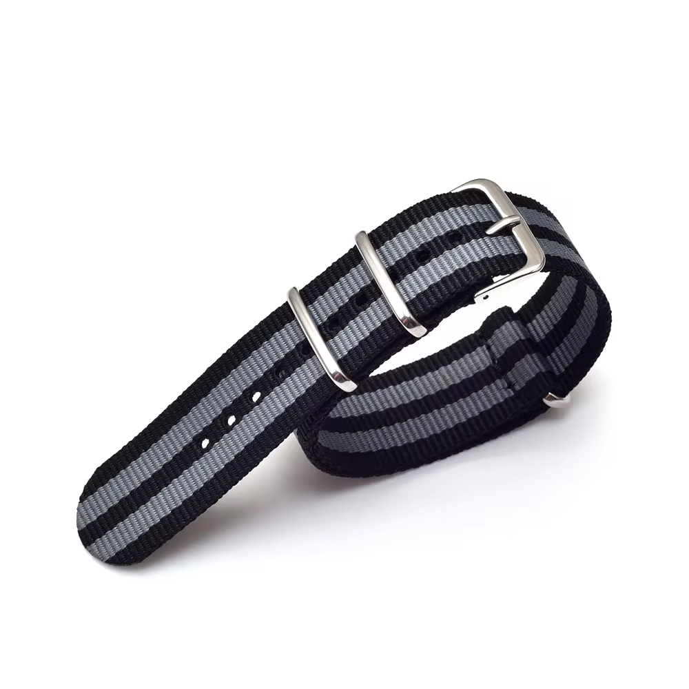 CORREA DE NYLON GRIS/NEGRA 22 mm