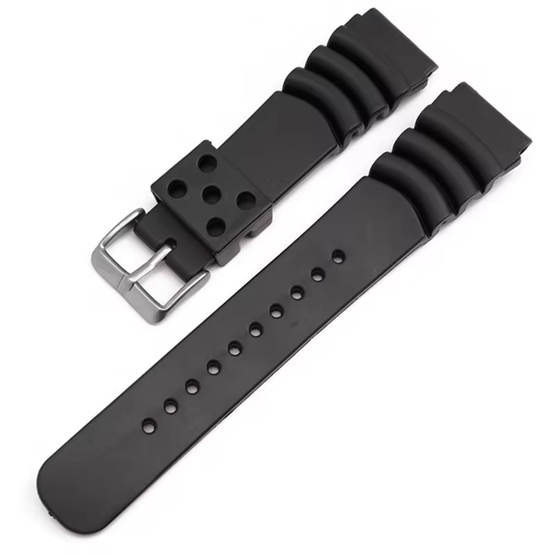 CORREA SILICONA TIPO SEIKO NEGRA 24 mm